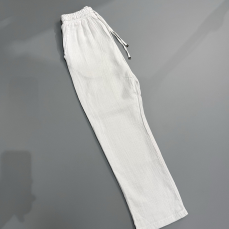 Beyaz baggy keten pantolon 