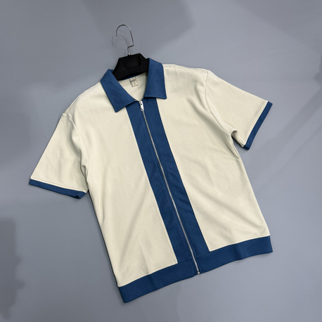 Taş & indigo fermuarlı polo gömlek 