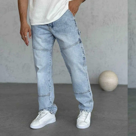 Açık mavi baggy tasarım pantolon 