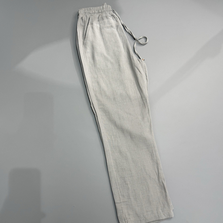 Gri baggy keten pantolon 