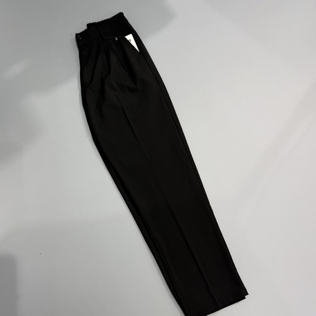 Siyah baggy pileli kumaş pantolon 