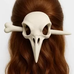 Kuş Kafatası Temalı Gotik Saç Tokası