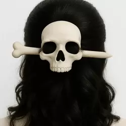 İnsan Kafatası Temalı Gotik Saç Tokası
