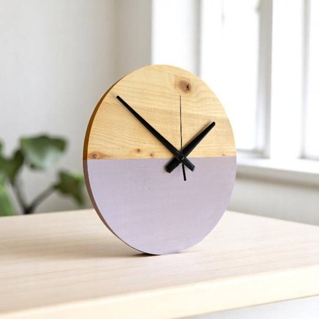 Ağaç Minimalist Duvar Saati (Mor Detaylı)