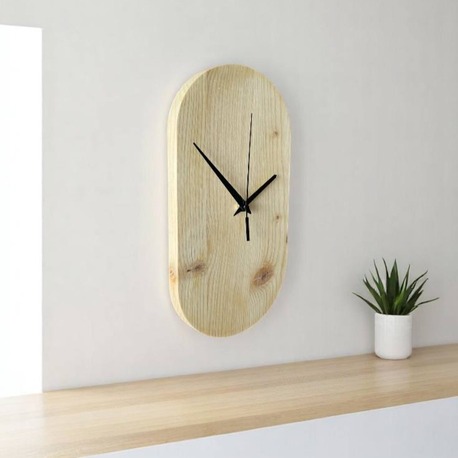 Oval Minimal Ağaç Duvar Saati