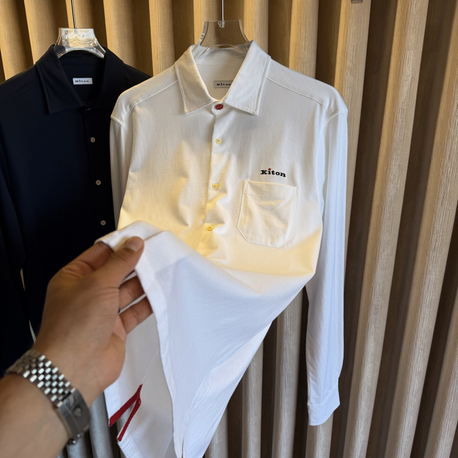 Kiton Logo Pamuk Örme Gömlek