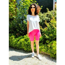 Fuşya Yüksek Bel Parlak Tayt