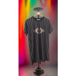 Unisex Şeritli NY Tshirt Siyah