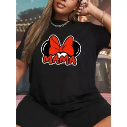 Anneler Günü Hediye Anne Temalı Baskılı Oversize Bisiklet Yaka T-shirt - Siyah