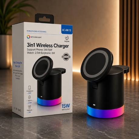 15W 3 İN 1 MAGSAFE UYUMLU WİRELESS ŞARJ STAND (AW13)