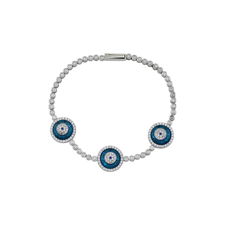 14K Üçlü Cam Göz Silver Bileklik 