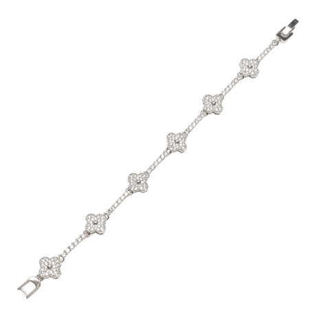 Silver Yonca Detay 14K Bileklik 