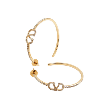 VLTN Big Hoop Taşlı Gold İthal Küpe 