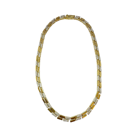 Çift Sıralı Tasarım Gold Zirkon Kolye