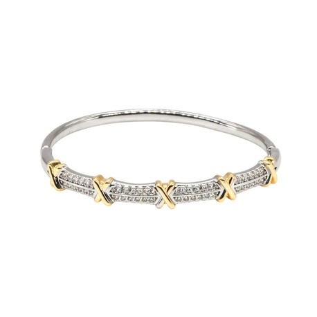 X Design Gold Silver Kelepçe Bileklik