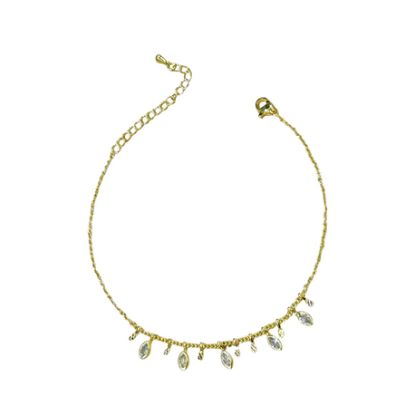 Sallantılı Damla Taşlı Gold Halhal