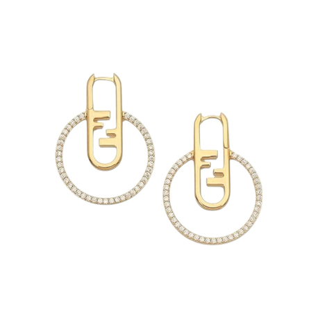 Fendi Gold Zirkon İthal Tasarım Küpe