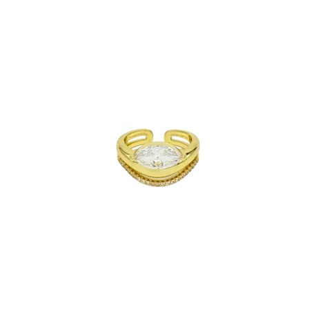 Üç Sıralı Kavisli Oval Gold Yüzük