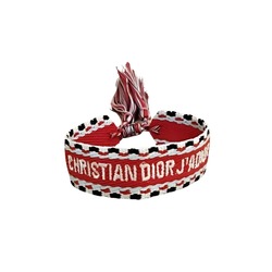 Kırmızı Kare Desenli Dior İp Bileklik
