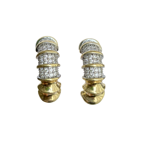 Gold Zirkon Yarım Halka Küpe