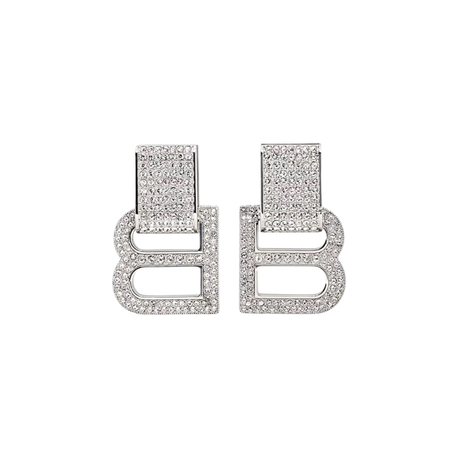 Balenciaga Silver Zirkon B Logo İthal Küpe 