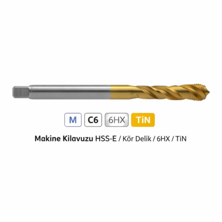 M16 Helis Klavuz HSS TiN Kaplamalı 