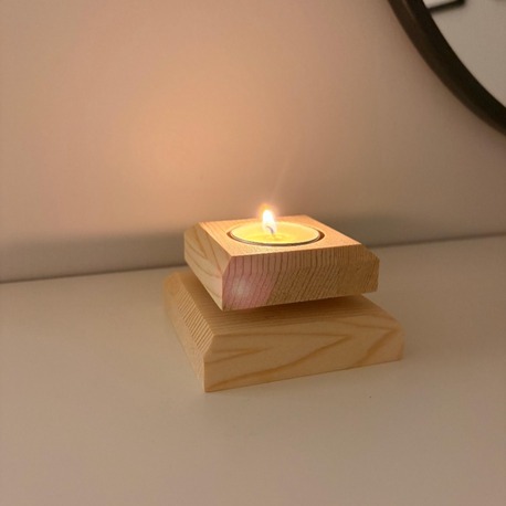 Masif Çam El Yapımı Tealight Mumluk