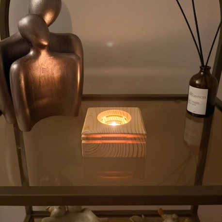 Masif Çam El Yapımı Tealight Mumluk