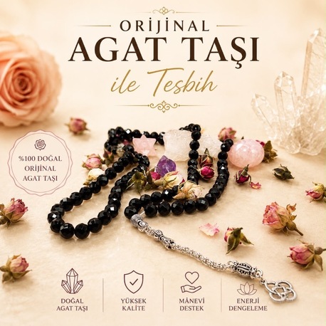  99 LU SİYAH AGAT TESBİH
