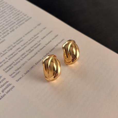 Gold burgu plaka küpe
