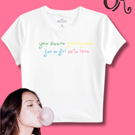 olivia rodrigo pretty sad renkli baby tee 