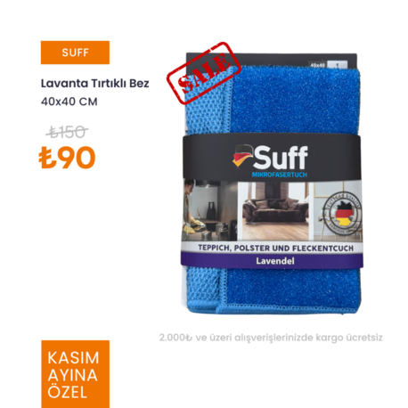 SUFF Lavanta Yoğun Tırtıklı - Telli Bez / Halı-koltuk Mikrofiber Bezi / Zor Kir Bezi (40X40CM)