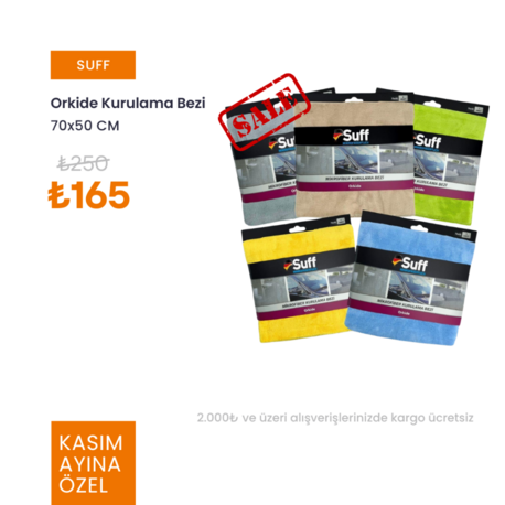 Suff Orkide Mikrofiber Temizlik Bezi- Kurulama/oto Pasta/Cila Bezi 70X50CM