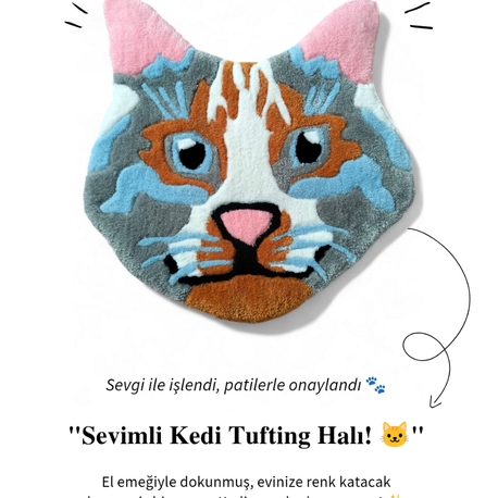 Sevimli Kedi Tufting Halı 