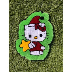 Sevimli Noel Baba Hello Kitty Halısı | El Dokuma Tatil Dekoru