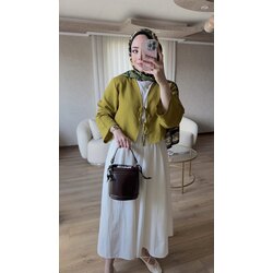 Yağ Yeşili Müslin Kimono