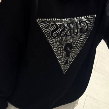 G Logo Taşlı Sweat Siyah 