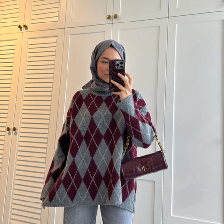 Ekose Desen Kazak  Bordo