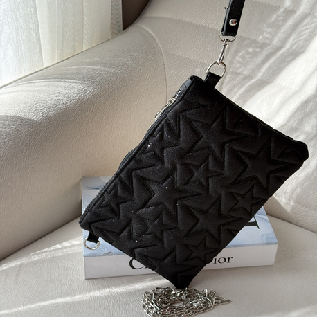 Siyah Pırıltılı Clutch Çanta