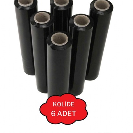 Siyah Palet Streç Film 50 Cm 23 Micron 300 Metre 2,7 Kg 6 Adet