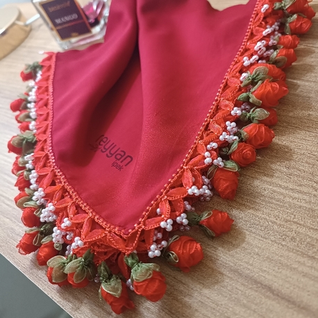 Tomurcuk gül oyalı yazma