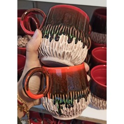 Oyma Tasarım El Yapımı Seramik Kahve Kulplu Mug/Kupa/Bardak