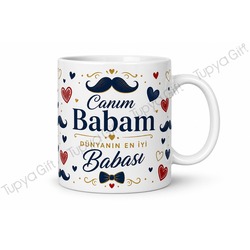 Babalar Günü Hediyesi İsme Özel Baskılı Seramik Kupa Bardak Porselen Mug