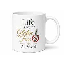 Gluten Free Baskılı Glütensiz Beslenenlere Özel İngilizce Kahve Kupası Hediye