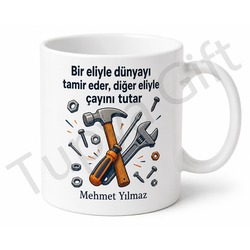 Evdeki Tamirci Babam Yazılı Eğlenceli Kupa Bardak Babalar Günü Hediye