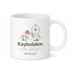 Lets Get Lost Yazılı Kaybolalım Kahve Kupa Bardak Hediye Porselen Mug