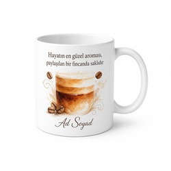 Caramel Macchiato Temalı Baskılı Kupa Bardak Kahve Severlere Özel Hediye