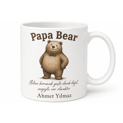 Papa Bear Yazılı Ayı Temalı Kupa Bardak Babalar Günü Hediyesi