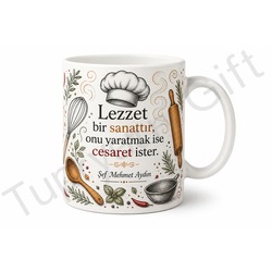 Şefe Hediye Kişiye Özel Aşçı Temalı Baskılı Kupa Bardak Mutfak Hediyesi