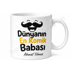 Dünyanın En Komik Babası Yazılı Kupa Bardak Babalar Günü Hediyesi